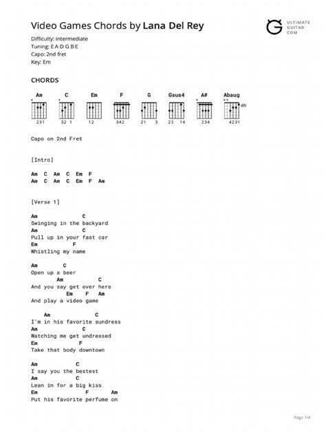 Video Games Chords Full PDF.